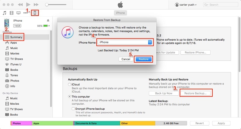iPhone herstellen vanaf iTunes-back-up