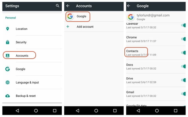 android névjegyek biztonsági mentése a Google-fiókba