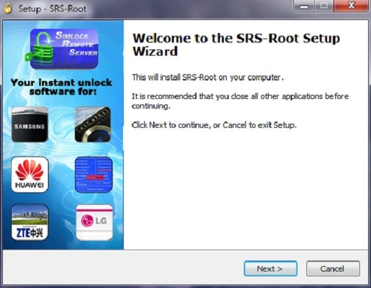 installer SRS Root for å starte