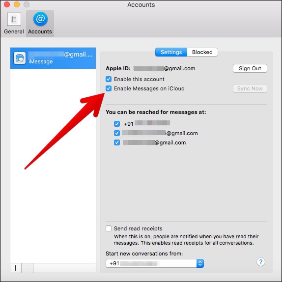 sincronizza i messaggi icloud su mac