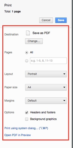 personalizar as configurações de impressão