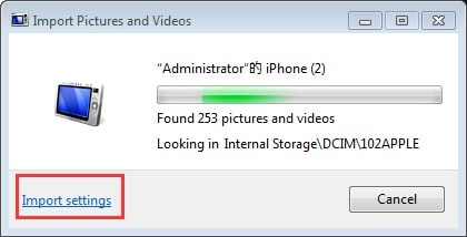 Configuración de importación de reproducción automática de Windows