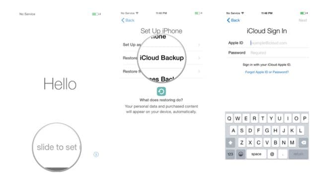 vælg icloud backup-fil