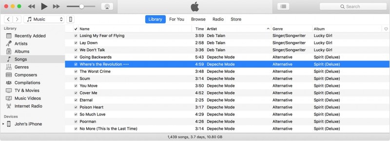 escolher música da biblioteca do itunes