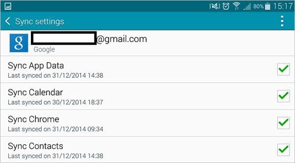 synkroniser gmail-kontakter til S20