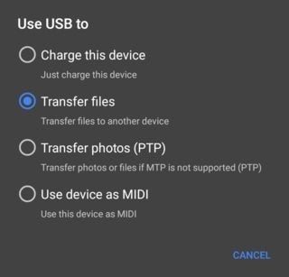 Verwenden Sie USB zum Übertragen von Dateien