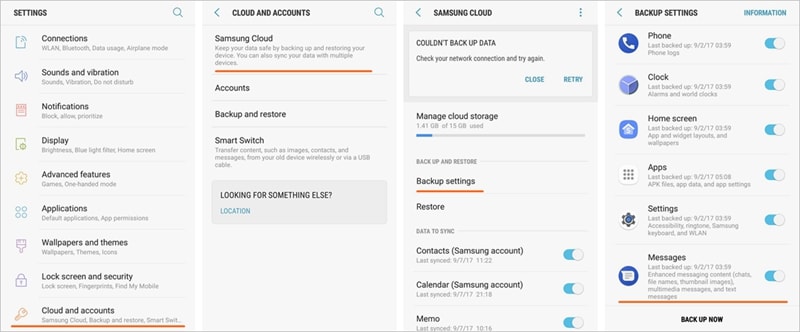 S9/S20-Nachrichten auf Samsung-Konto sichern