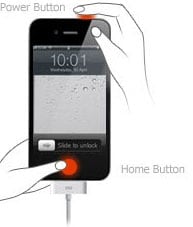 hold Home og Power for at sætte iPhone i DFU-tilstand