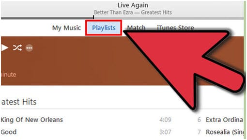 Exporte la lista de reproducción de iTunes con archivos de música a través de iTunes: haga clic en la opción Listas de reproducción