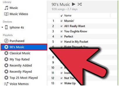 iTunes를 통해 음악 파일과 함께 iTunes 재생 목록 내보내기 - 재생 목록 선택