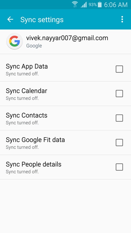 Samsung-Kontakte wiederherstellen - Synchronisierung deaktivieren