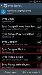 Samsung Auto Backup-sync Picasa-Webalben