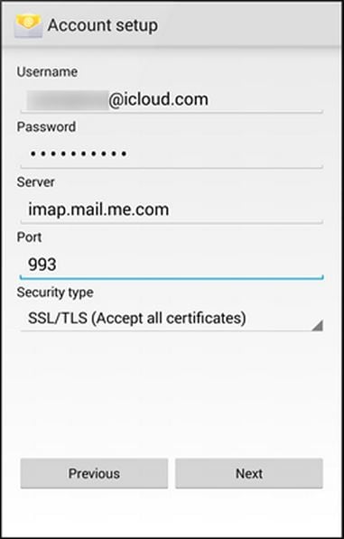 configurar el correo electrónico de icloud en android
