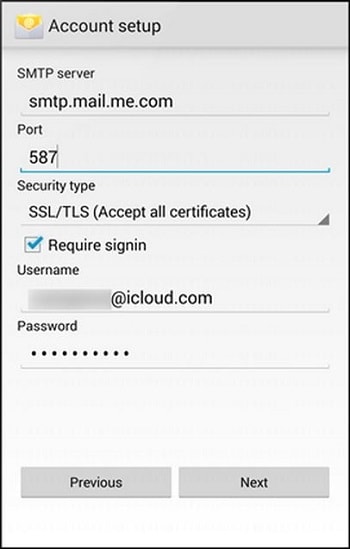 configurar el correo electrónico de icloud en android a través de smtp