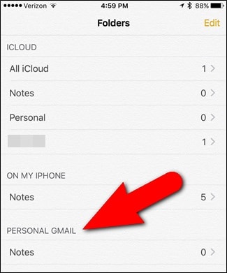 sincronizar notas de iphone con gmail