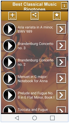 Aplicativos de toque para toques de música clássica do Android
