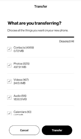 android til android dataoverføringsapp-Verizon Content Transfer App