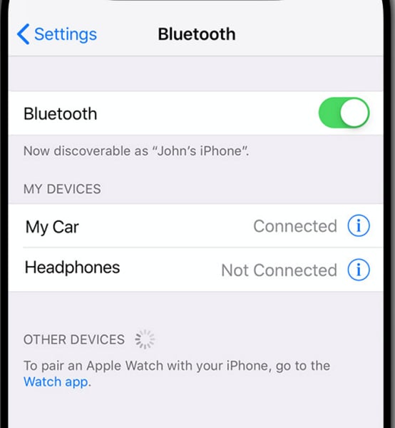 Riavvia la connessione Bluetooth