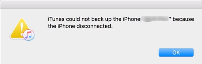 iTunes kunne ikke sikkerhedskopiere iPhone, fordi iPhone blev afbrudt