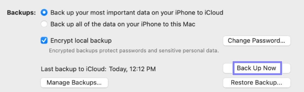 iPhonen varmuuskopiointi Mac-3:een