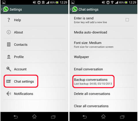 Android whatsapp-varmuuskopiointi - paikallinen tallennustila