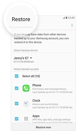 back-up Samsung-apps - stap 2