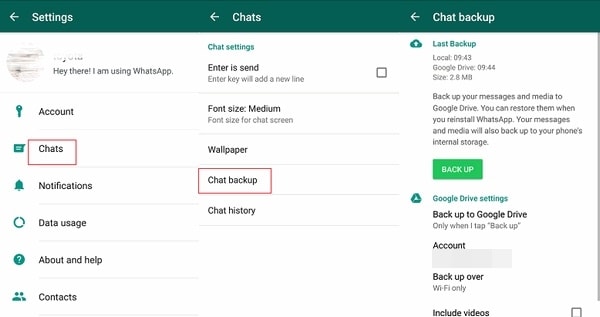قم بعمل نسخة احتياطية من WhatsApp قبل نقل حساب WhatsApp