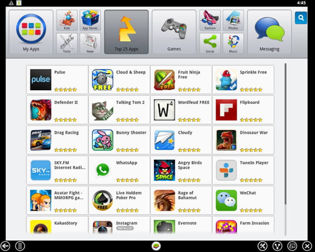 esegui app Android su mac: pile blu