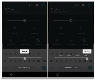 ignorar o bloqueio do Android copie e cole os caracteres