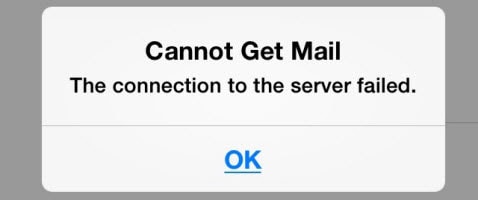 iPhone ei saa sähköpostiyhteyttä palvelimeen epäonnistui