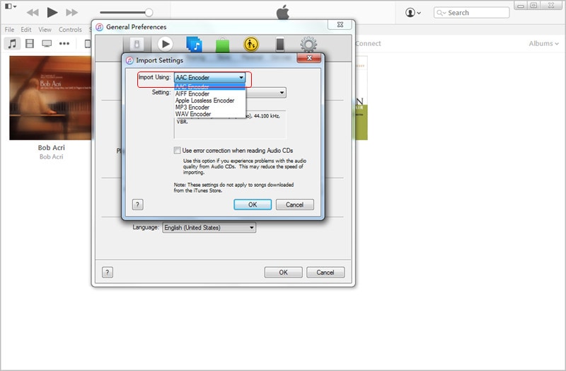 Transfiere MP3 a iPad con iTunes: elige el formato de archivo de importación