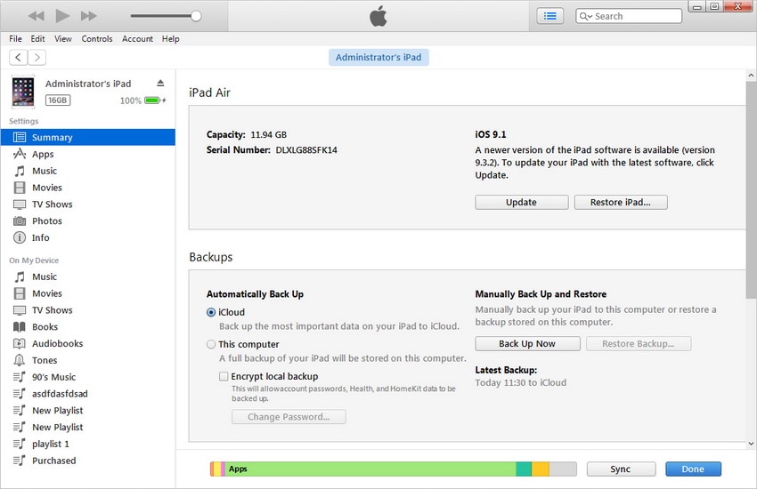 Overfør video fra iPad til pc med iTunes - Start iTunes