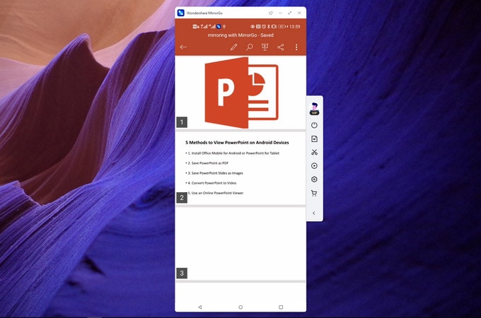 التحكم في powerpoint على android باستخدام MirrorGo