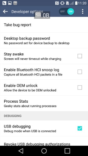 engedélyezze az usb hibakeresést az LG-n – 1. lépés