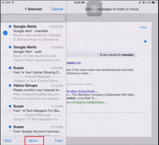 hoe e-mails permanent van iPad te verwijderen