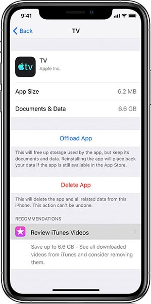 usuń pobrane pliki na iPhonie - przejrzyj filmy iTunes