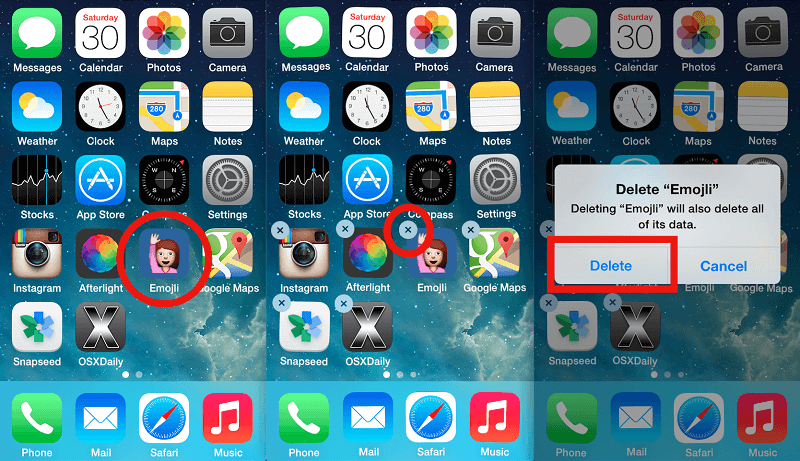 حذف التطبيقات على iphone 5