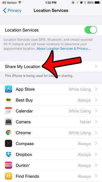 Inaktivera Dela min plats på iPhone
