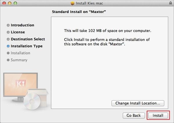 mac-Change Install Location için kies