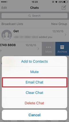 chat e-mail per trasferire WhatsApp