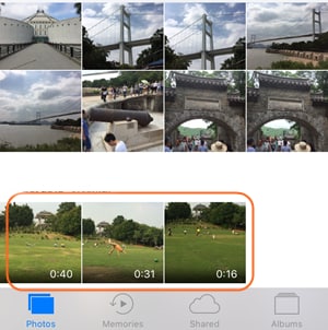 Invia video di iPhone tramite e-mail: scegli Rullino foto