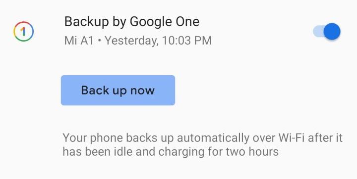 backup af Android-enhed til google one