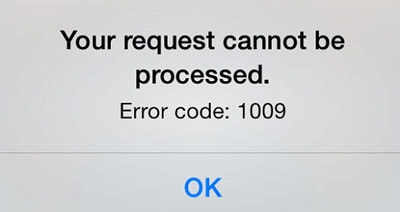 错误 1009 iphone