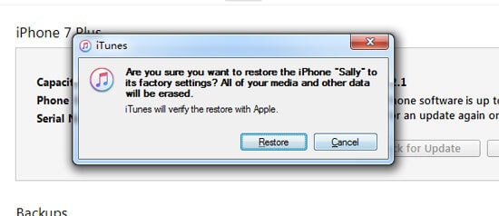restablecer iphone sin contraseña a través de iTunes