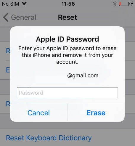 gyári beállítások visszaállítása iphone 5c - írja be az apple id-t