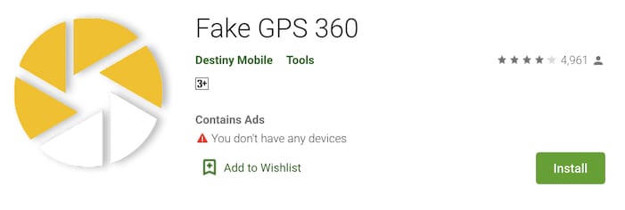 偽のGPS360アプリ