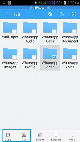 Verschieben Sie WhatsApp mit dem WS-Datei-Explorer auf die SD-Karte
