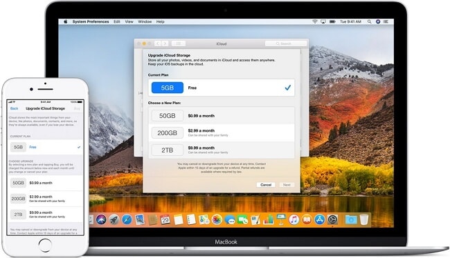 icloud 백업을 수정하기 위해 icloud 스토리지를 업그레이드하지 못했습니다.