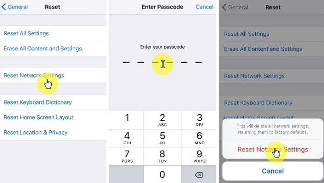 réinitialiser les paramètres réseau pour réparer la sauvegarde icloud a échoué