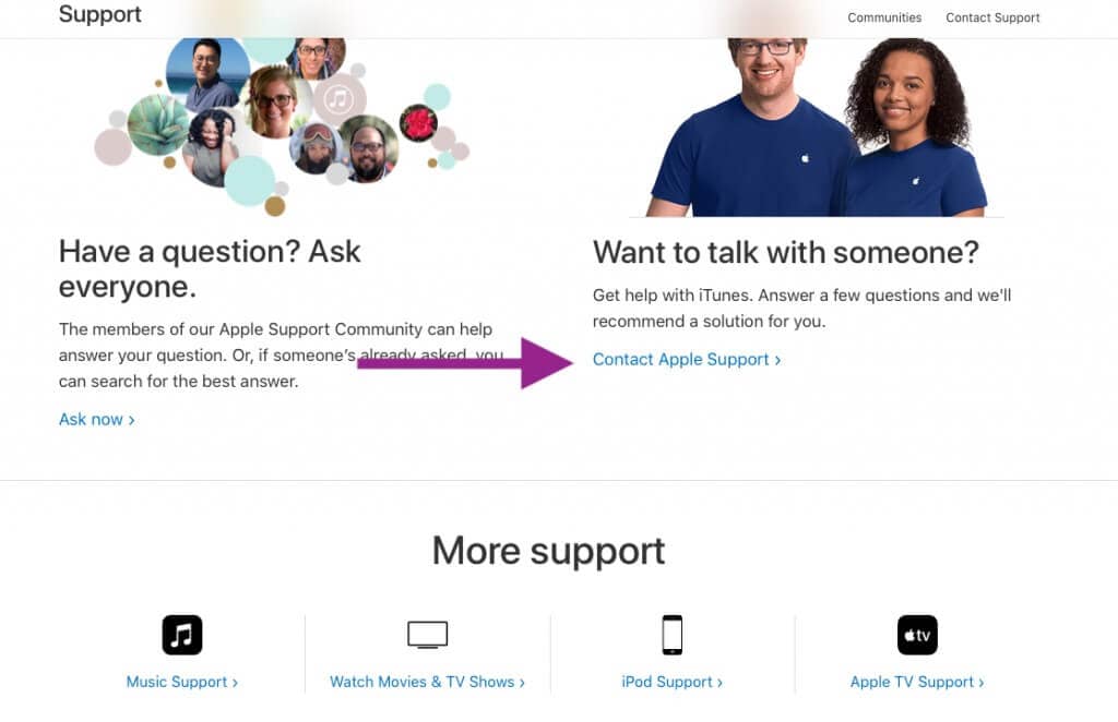 Kontakt Apple-Support